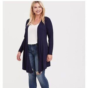 Torrid Navy Open Front Long Cardigan Sweater Size 0